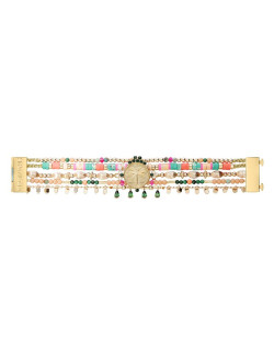 Bracelet Manchette EXOTIC - HIPANEMA Multicolore en Laiton Doré