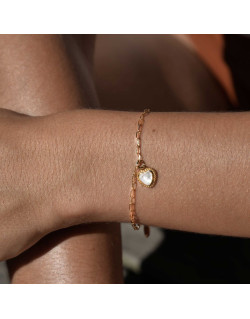 Bracelet LOVY - HIPANEMA en Cuivre Doré et Perles de Verre Blanche