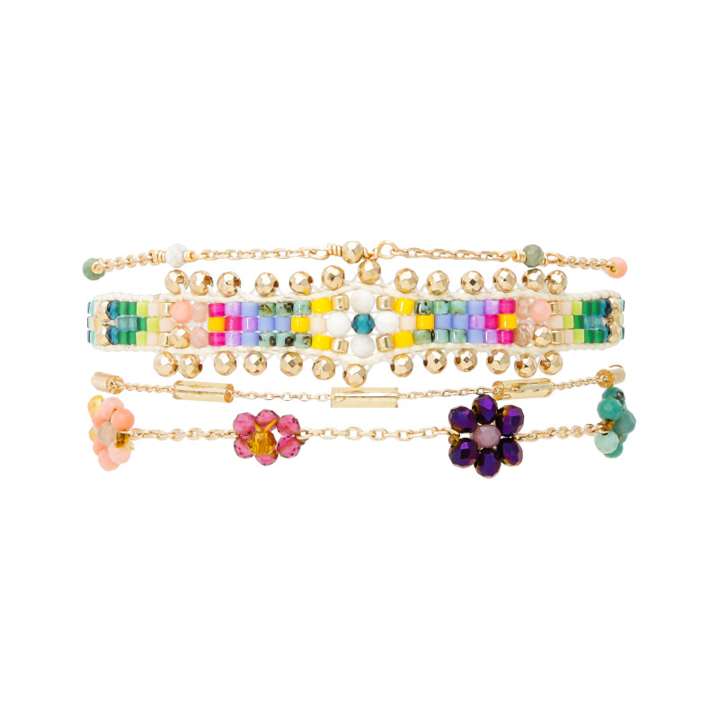 Bracelet PIANA - HIPANEMA Multicolore en Laiton Doré avec Pierres Semi-Précieuses