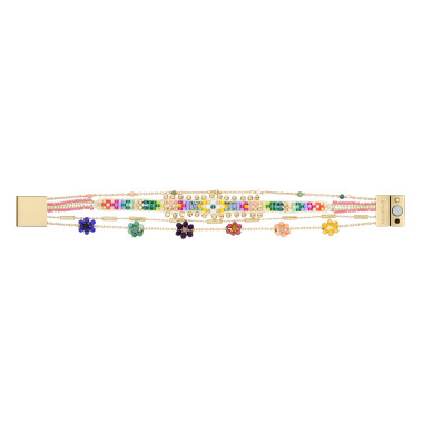 Bracelet PIANA - HIPANEMA Multicolore en Laiton Doré avec Pierres Semi-Précieuses