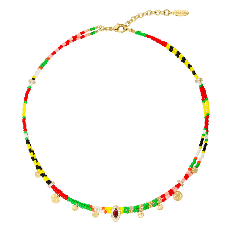 Collier TANZANIA - HIPANEMA Multicolore en Laiton Doré avec Perles