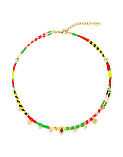 Collier TANZANIA - HIPANEMA Multicolore en Laiton Doré avec Perles