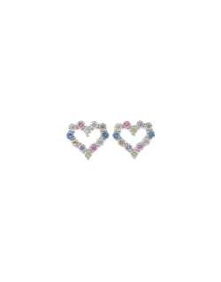 Boucles d'oreilles Cœur AÉLYS en Argent 925/1000 et Oxyde Multicolore - AE-B6OZ0215