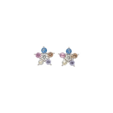 Boucles d'oreilles Étoile AÉLYS en Argent 925/1000 et Oxydes Multicolore - AE-B6OZ0219
