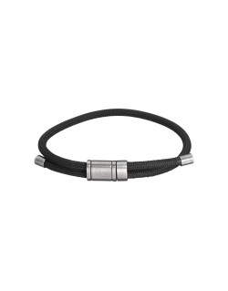 Bracelet ETIKA en Acier et Corde Noir - AE-BR70149