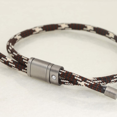 Bracelet ETIKA en Acier et Corde Marron avec Oxyde - AE-BR7OZ0004