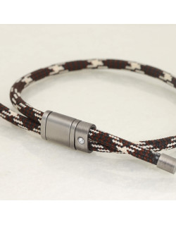 Bracelet ETIKA en Acier et Corde Marron avec Oxyde - AE-BR7OZ0004