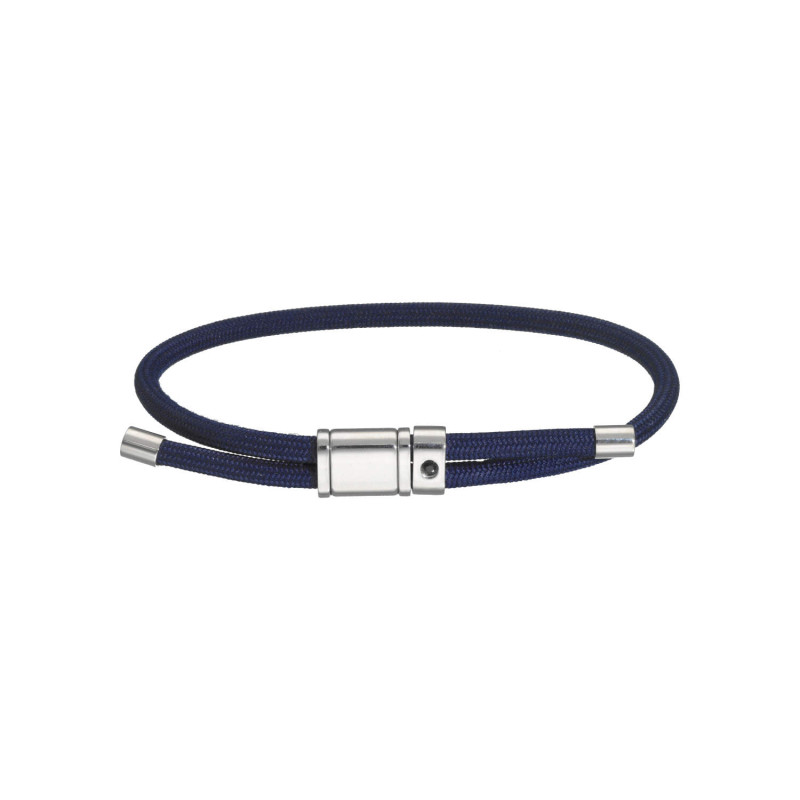 Bracelet ETIKA en Acier et Corde Bleue avec Oxyde Noir - AE-BR7OZ0006