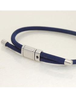 Bracelet ETIKA en Acier et Corde Bleue avec Oxyde Noir - AE-BR7OZ0006