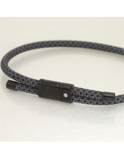 Bracelet ETIKA en Acier et Corde Noire avec Oxyde - AE-BR7OZ0008