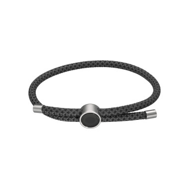Bracelet ETIKA en Acier et Corde Noire - AE-BR70150