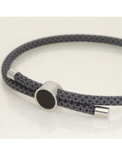 Bracelet ETIKA en Acier et Corde Noire - AE-BR70150