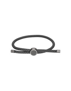 Bracelet ETIKA en Acier et Corde Noire avec Labradorite - AE-BR7LB0002