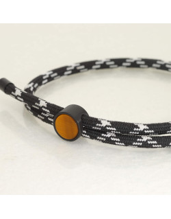 Bracelet ETIKA en Acier et Corde Noire avec Oeil du tigre - AE-BR7OT0008