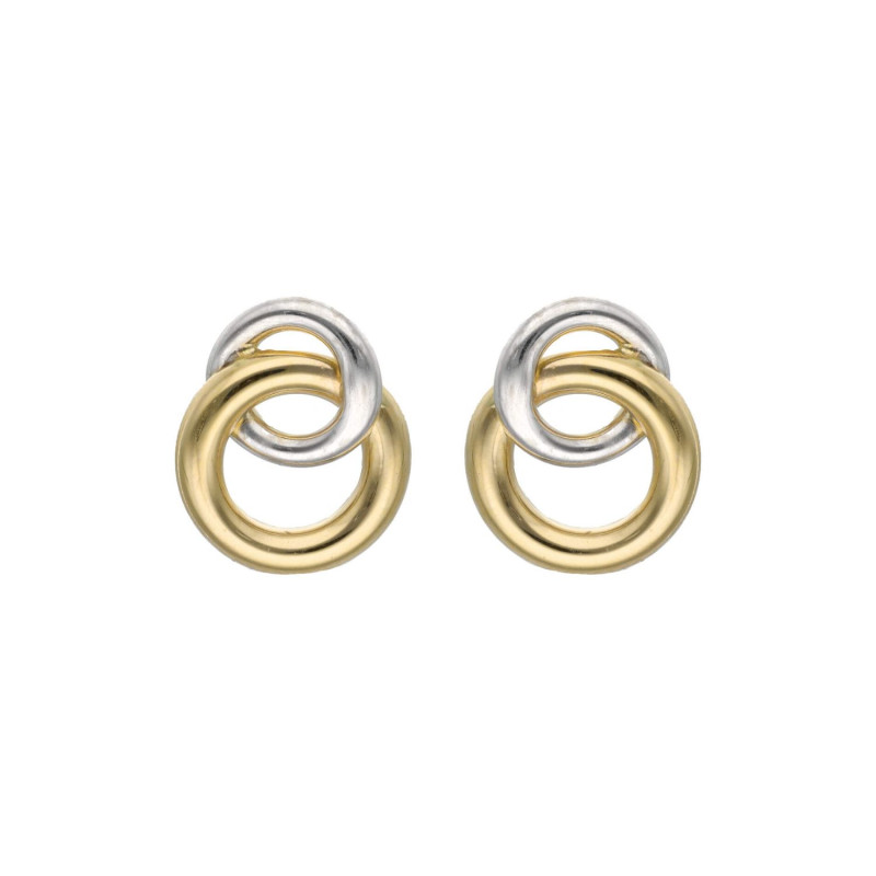 Boucles d'oreilles 2 Cercles AÉLYS en Or 375/1000 Bicolore - AE-B40134