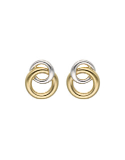 Boucles d'oreilles 2 Cercles AÉLYS en Or 375/1000 Bicolore - AE-B40134