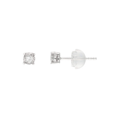 Boucles d'oreilles AÉLYS en Or 375/1000 Blanc et Diamant 0,05 carat - AE-B4DT0015
