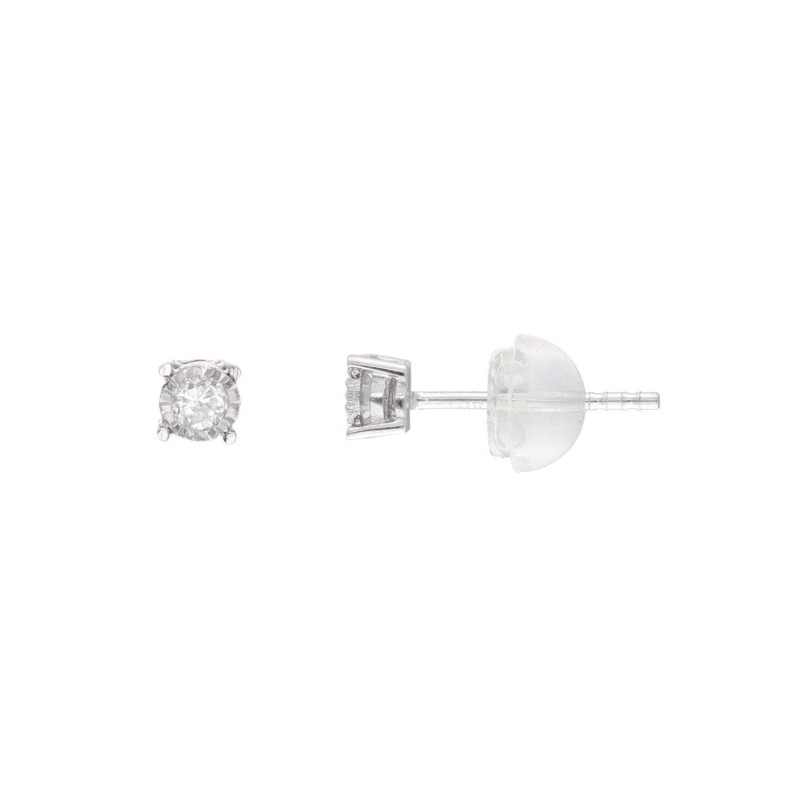 Boucles d'oreilles AÉLYS en Or 375/1000 Blanc et Diamant 0,05 carat - AE-B4DT0015