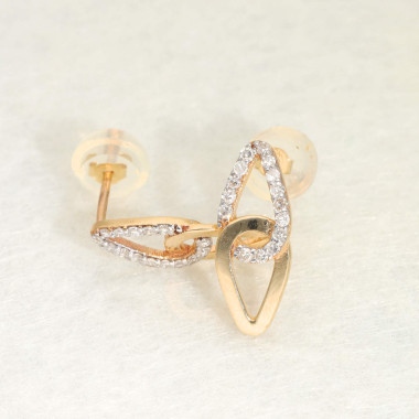 Boucles d'oreilles AÉLYS en Or 375/1000 Bicolore et Diamant 0,10 carat HSI2 - AE-B4DT0016