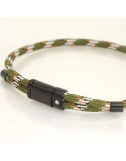 Bracelet ETIKA en Acier et Corde Multicolore avec Oxyde Noir - AE-BR7OZ0007