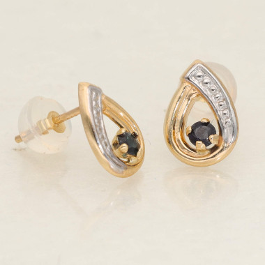 Boucles d'oreilles AÉLYS en Or 375/1000 Bicolore et Saphir - AE-B4SA0006