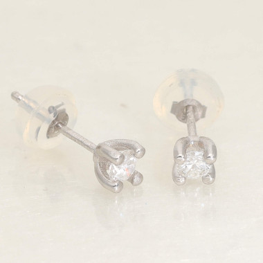 Boucles d'oreilles AÉLYS en Or 375/1000 Blanc et Diamant 0,20 carat HSI2 - AE-B4DT0019