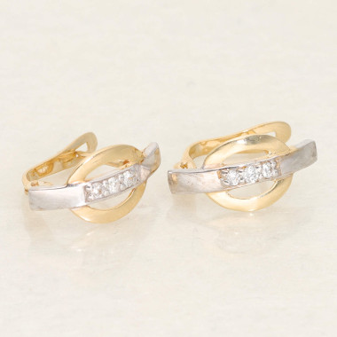 Boucles d'oreilles AÉLYS en Or 375/1000 Bicolore et Diamant 0,09 carat HSI2 - AE-B4DT0022