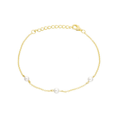 Bracelet LA PETITE PERLE en Argent 925/1000 Jaune et Perles Blanches - AE-BR6PL0002