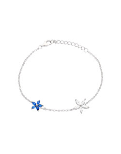 Bracelet Fleurs AÉLYS en Argent 925/1000 et Oxydes Bleus - AE-BR6OZ0126