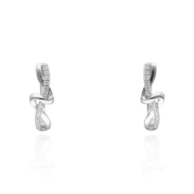 Boucles d'oreilles Vagues entrelacées AÉLYS en Argent 925/1000 avec Oxydes - AE-B6OZ0222