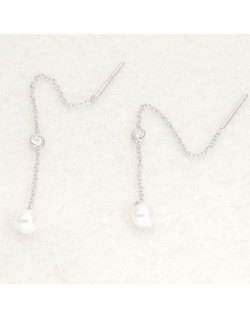 Boucles d'oreilles AÉLYS en Argent 925/1000 avec Oxydes et Perles Blanches - AE-B6OZ0232