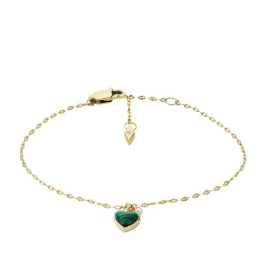 Bracelet Pampille Cœur FOSSIL Femme en Acier Doré avec Malachite - JF04106710