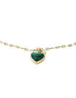 Bracelet Pampille Cœur FOSSIL Femme en Acier Doré avec Malachite - JF04106710