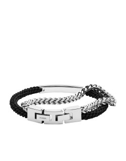 Bracelet FOSSIL Homme en Acier et Nylon Noir - JF03325040