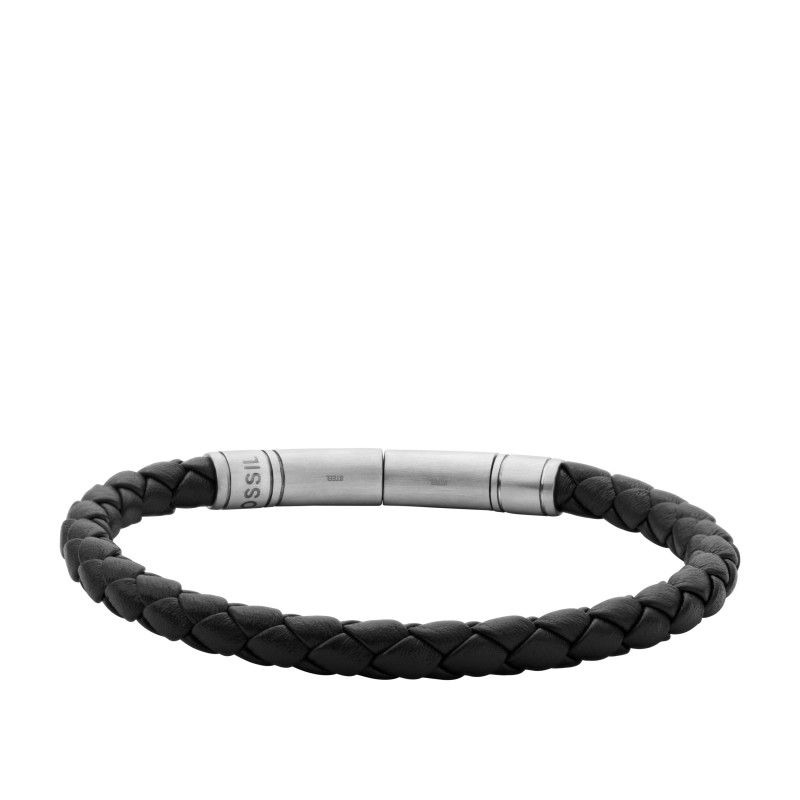 Bracelet FOSSIL Homme en Acier et Cuir Noir - JF04089040