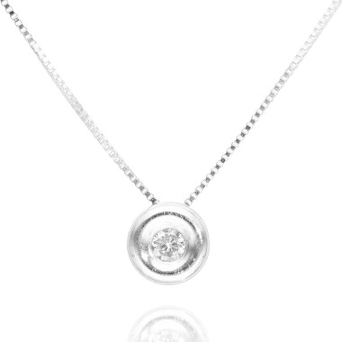 Collier AÉLYS en Or 375/1000 Blanc et Diamant 0,035 carat - AE-C4DT0019