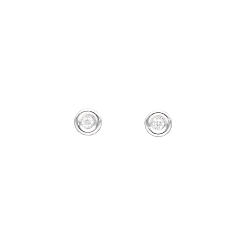 Boucles d'oreilles AÉLYS en Or 375/1000 Blanc et Diamant 0,1 carat - AE-B4DT0024