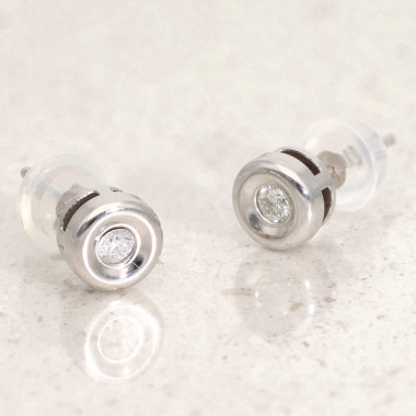 Boucles d'oreilles AÉLYS en Or 375/1000 Blanc et Diamant 0,1 carat - AE-B4DT0024