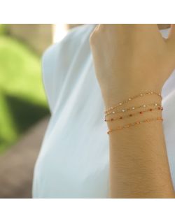 Bracelet ETIKA en Acier Jaune et Perle de Résine Rouge - AE-BR7PR0014
