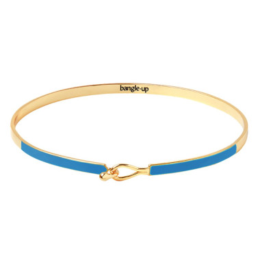 Bracelet Jonc LILY - BANGLE UP en Laiton Doré et Laque Colorée Bleu Myosotis - BUP17LILBFA41