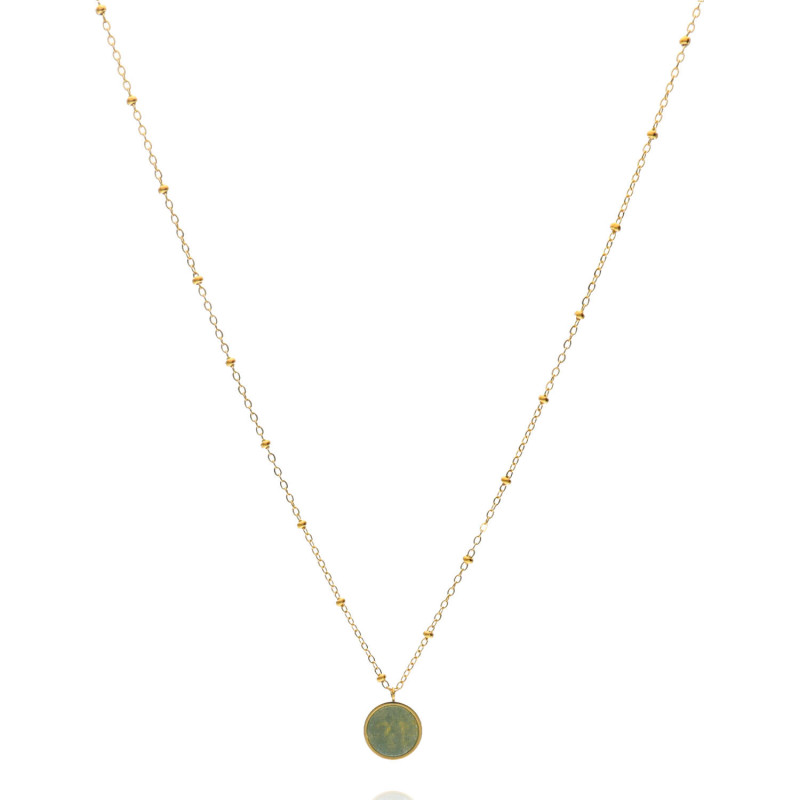 Collier Etika En Acier Jaune Et Aventurine Verte Ae C Av Aelys