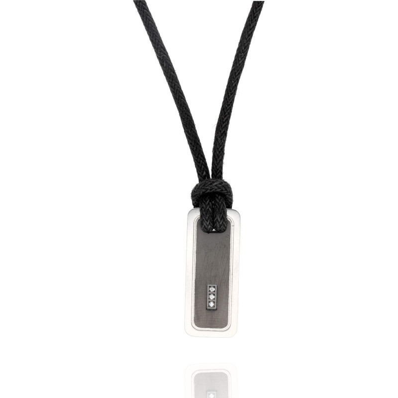 Bracelet cordon noir en or gris, oxyde de zirconium : Longueur