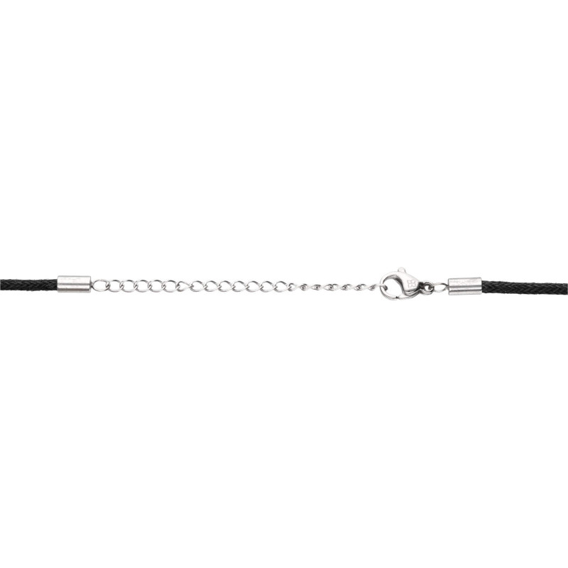 Collier ETIKA en Acier et Oxydes avec Cordon Noir - AE-C7OZ0008