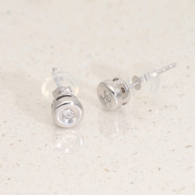 Boucles d'oreilles AÉLYS en Or 375/1000 Blanc et Diamant 0,05 carat - AE-B4DT0025