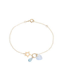 Bracelet Coeur et Étoile AÉLYS en Or 375/1000 et Oxydes Bleus  - AE-BR4OZ0007