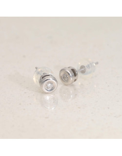 Boucles d'oreilles AÉLYS en Or 375/1000 Blanc et Diamant 0,07 carat - AE-B4DT0026