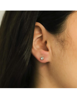 Boucles d'oreilles AÉLYS en Or 375/1000 Blanc et Diamant 0,07 carat - AE-B4DT0026
