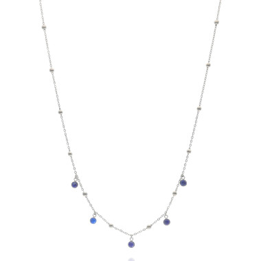 Collier ETIKA en Acier Jaune et Lapis-lazuli Bleu - AE-C7LA0005