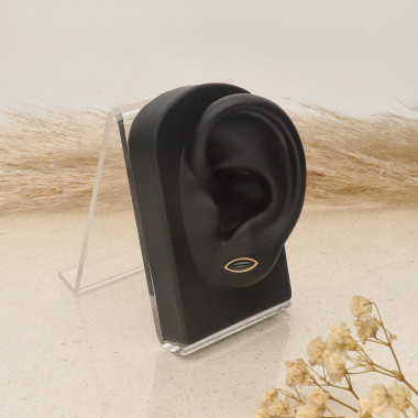 Boucles d'oreilles ETIKA en Acier Jaune et Agate Noire - AE-B7AG0003