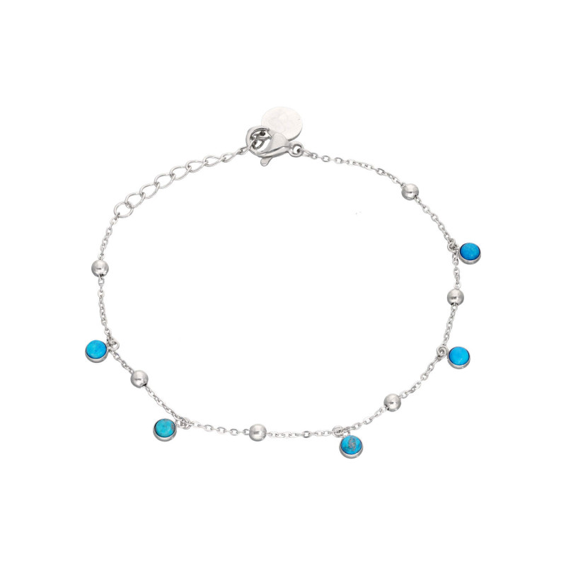 Bracelet ETIKA en Acier et Pampilles Turquoises - AE-BR7P0010